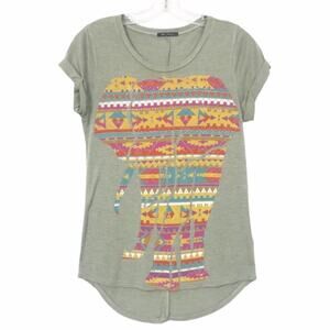 The Classic Green Elephant Print Graphic T shirt Sz XS